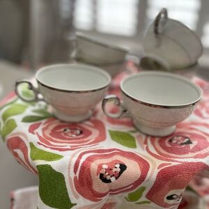 Set of 6 Harmony House Silver Sonata teacups